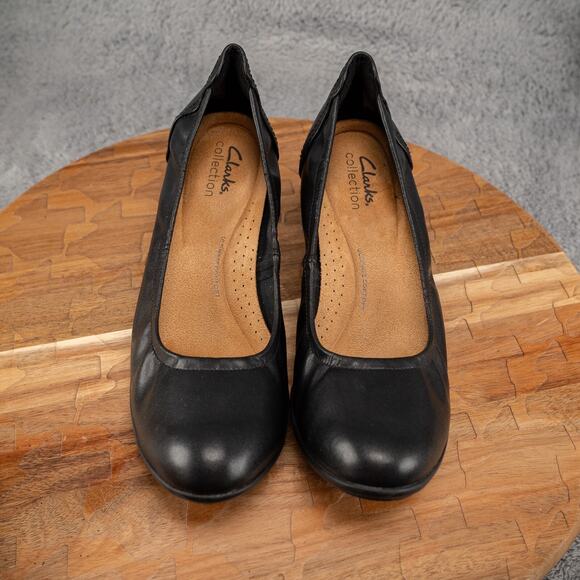 Clarks Women's Neiley Pearl Leather Slip On Pumps Black Size 8 M - Picture 2 of 7